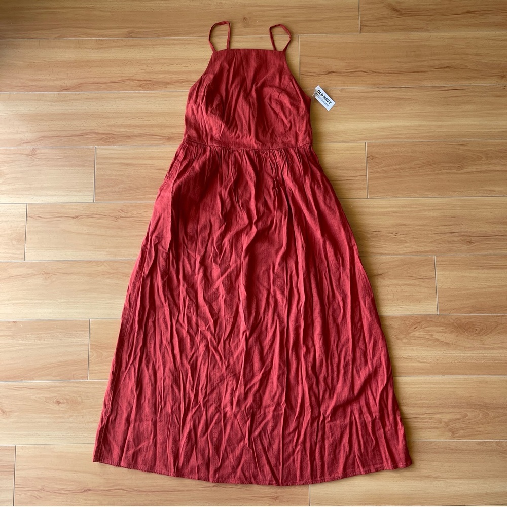 Old Navy Sleeveless Square Neck Fit & Flare Midi Cami Dress